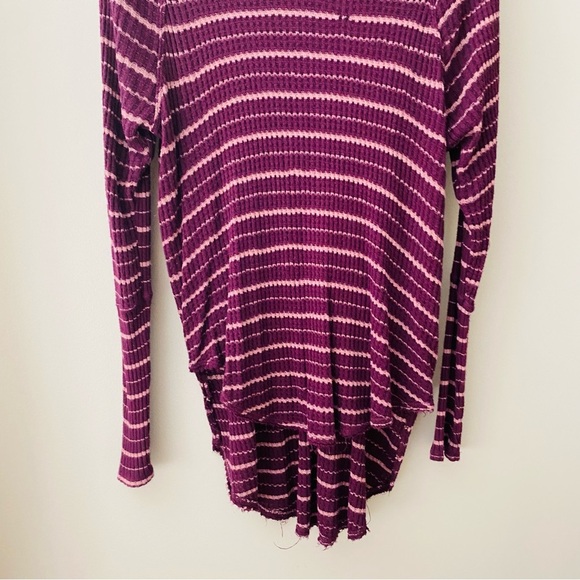 Free People Long Sleeve Stripe Top Purple Sz Small - Picture 3 of 9